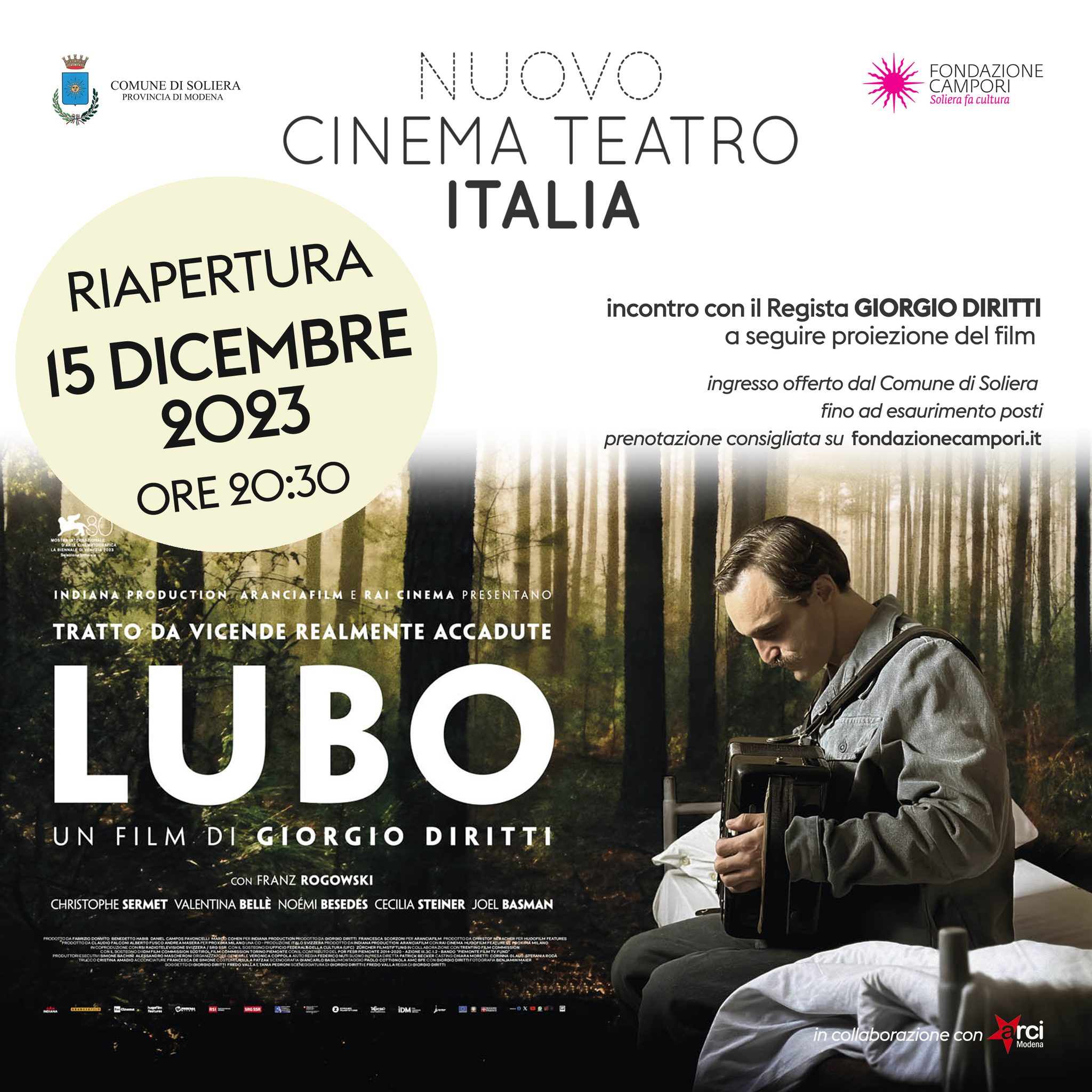 Inaugurazione Nuovo Cinema Teatro Italia · Fondazione Campori